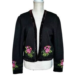 Vintage Illustrations knit sweater 90s embroidered Women Size Medium